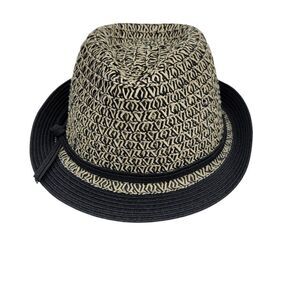 Scala Pronto Retro 60's Trilby Paper Braided Narrow Brim Fedora‎ Hat Black Tan